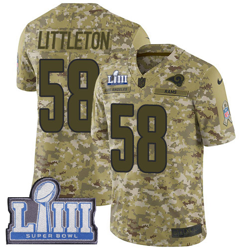 Nike Rams #58 Cory Littleton Camo Super Bowl LIII Bound Youth Stitched NFL Limited 2018 Salute to Service Jersey