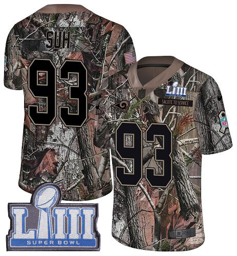 Nike Rams #93 Ndamukong Suh Camo Super Bowl LIII Bound Youth Stitched NFL Limited Rush Realtree Jersey