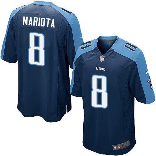 Nike Titans #8 Marcus Mariota Navy Blue Team Color Youth Stitched NFL Elite Jersey