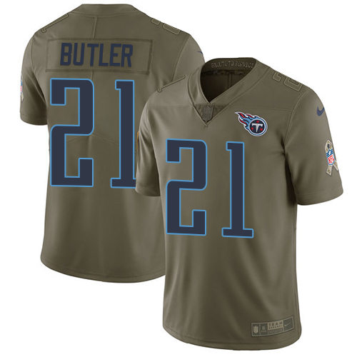 Nike Titans #21 Malcolm Butler Olive Youth Stitched NFL Limited 2017 Salute to Service Jersey - Click Image to Close