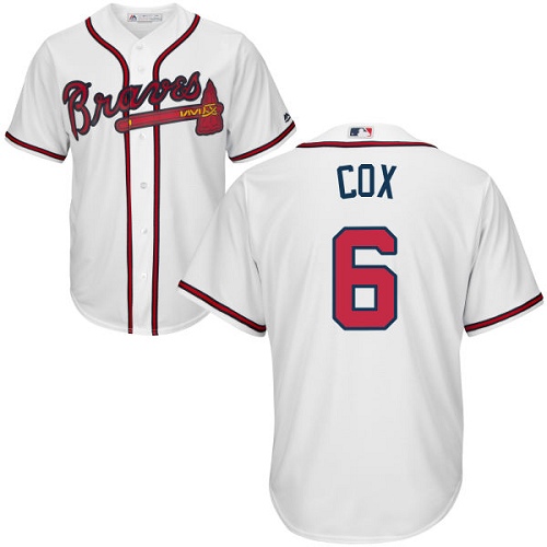 Braves #6 Bobby Cox White Cool Base Stitched Youth MLB Jersey