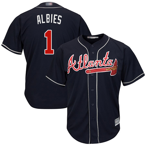 Braves #1 Ozzie Albies Navy Blue Cool Base Stitched Youth MLB Jersey