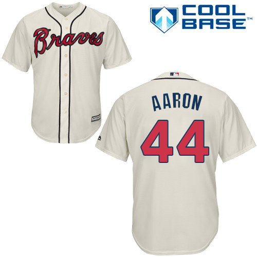 Braves #44 Hank Aaron Cream Cool Base Stitched Youth MLB Jersey