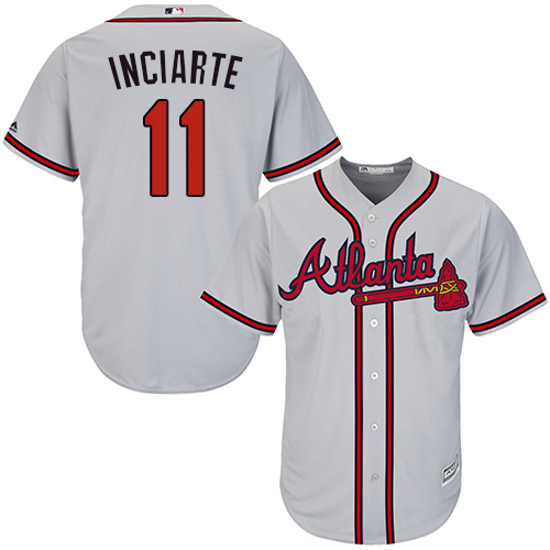 Braves #11 Ender Inciarte Grey Cool Base Stitched Youth MLB Jersey - Click Image to Close