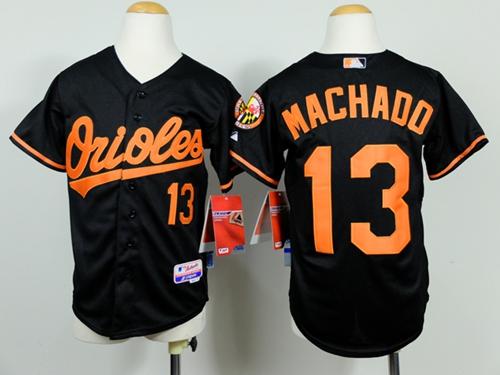 Orioles #13 Manny Machado Black Cool Base Stitched Youth MLB Jersey - Click Image to Close