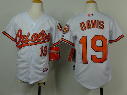 Orioles #19 Chris Davis White Cool Base Stitched Youth MLB Jersey