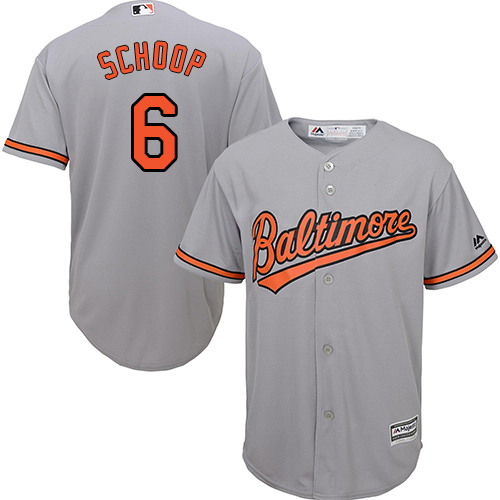 Orioles #6 Jonathan Schoop Grey Cool Base Stitched Youth MLB Jersey - Click Image to Close