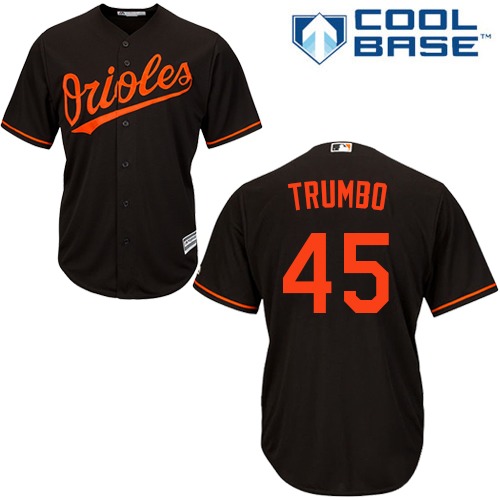 Orioles #45 Mark Trumbo Black Cool Base Stitched Youth MLB Jersey - Click Image to Close