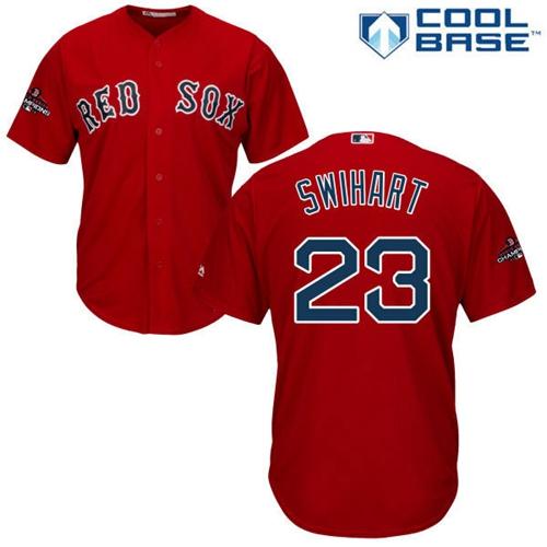 Red Sox #23 Blake Swihart Red Cool Base 2018 World Series Champions Stitched Youth MLB Jersey - Click Image to Close