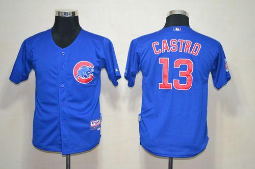 Cubs #13 Starlin Castro Blue Cool Base Stitched Youth MLB Jersey