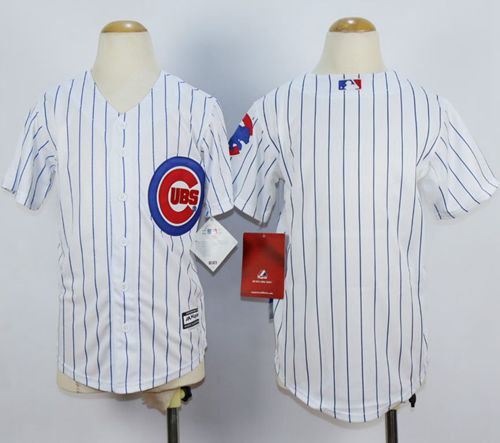 Cubs Blank White(Blue Strip) Cool Base Stitched Youth MLB Jersey - Click Image to Close