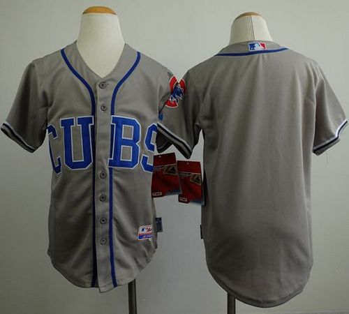 Cubs Blank Grey Alternate Road Cool Base Stitched Youth MLB Jersey - Click Image to Close