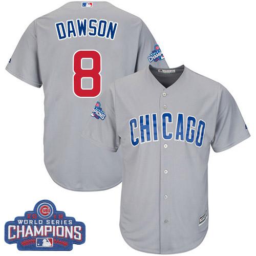 Cubs #8 Andre Dawson Grey Road 2016 World Series Champions Stitched Youth MLB Jersey - Click Image to Close