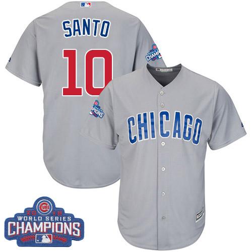 Cubs #10 Ron Santo Grey Road 2016 World Series Champions Stitched Youth MLB Jersey - Click Image to Close