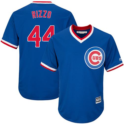 Cubs #44 Anthony Rizzo Blue Cooperstown Stitched Youth MLB Jersey - Click Image to Close