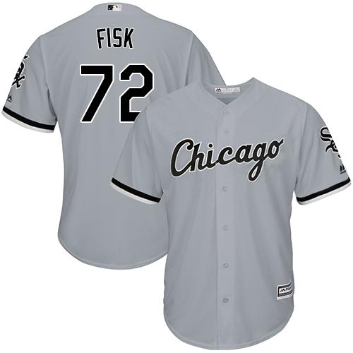 White Sox #72 Carlton Fisk Grey Road Cool Base Stitched Youth MLB Jersey - Click Image to Close