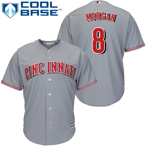 Reds #8 Joe Morgan Grey Cool Base Stitched Youth MLB Jersey