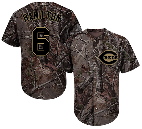 Reds #6 Billy Hamilton Camo Realtree Collection Cool Base Stitched Youth MLB Jersey