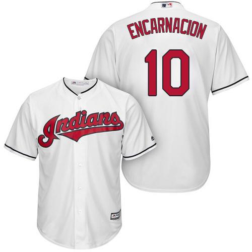 Indians #10 Edwin Encarnacion White Home Stitched Youth MLB Jersey - Click Image to Close