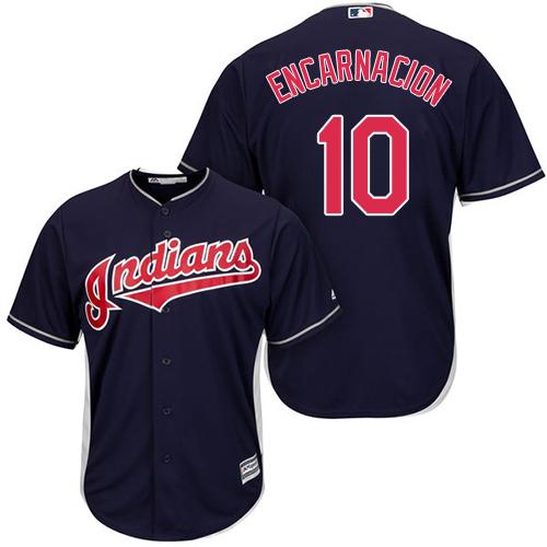 Indians #10 Edwin Encarnacion Navy Blue Alternate Stitched Youth MLB Jersey - Click Image to Close