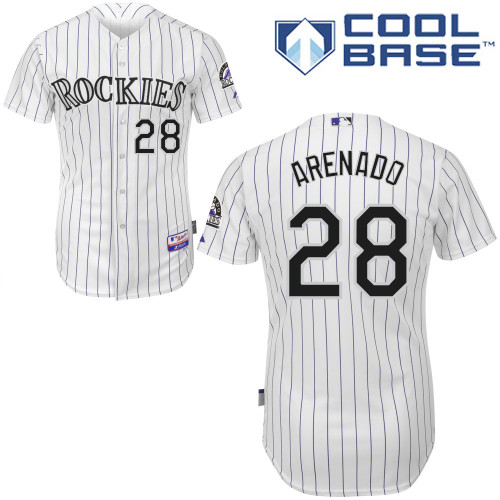 Rockies #28 Nolan Arenado White Cool Base Stitched Youth MLB Jersey - Click Image to Close