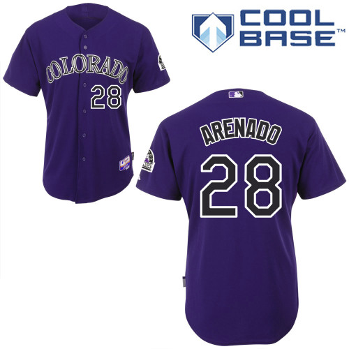 Rockies #28 Nolan Arenado Purple Cool Base Stitched Youth MLB Jersey