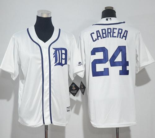 Tigers #24 Miguel Cabrera White Cool Base Stitched Youth MLB Jersey