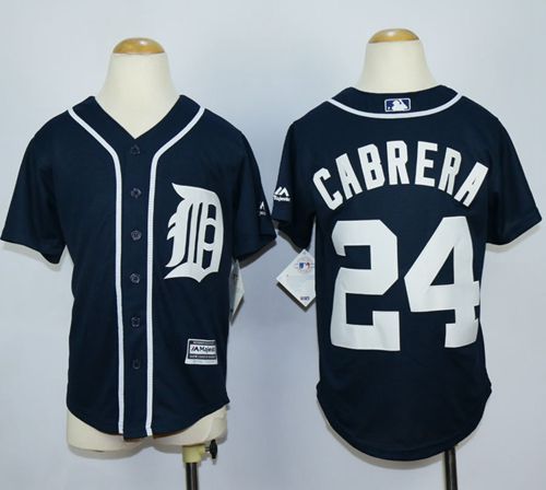 Tigers #24 Miguel Cabrera Navy Blue Cool Base Stitched Youth MLB Jersey