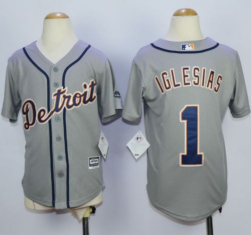 Tigers #1 Jose Iglesias Grey Cool Base Stitched Youth MLB Jersey