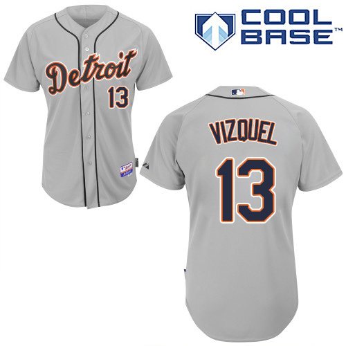 Tigers #13 Omar Vizquel Grey Cool Base Stitched Youth MLB Jersey - Click Image to Close