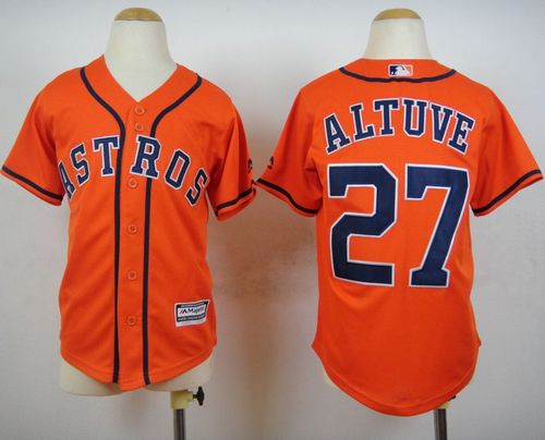 Astros #27 Jose Altuve Orange Cool Base Stitched Youth MLB Jersey