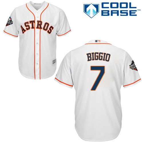 Astros #7 Craig Biggio White Cool Base 2019 World Series Bound Stitched Youth Baseball Jersey