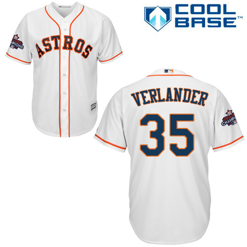 Astros #35 Justin Verlander White Cool Base 2017 World Series Champions Stitched Youth MLB Jersey