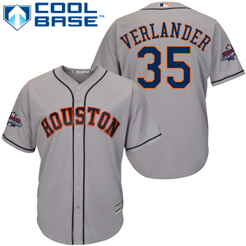 Astros #35 Justin Verlander Grey Cool Base 2017 World Series Champions Stitched Youth MLB Jersey