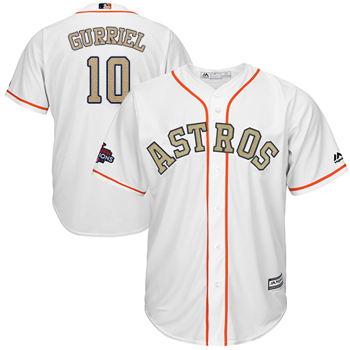 Astros #10 Yuli Gurriel White 2018 Gold Program Cool Base Stitched Youth MLB Jersey