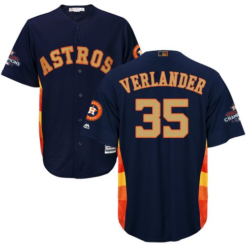 Astros #35 Justin Verlander Navy Blue 2018 Gold Program Cool Base Stitched Youth MLB Jersey