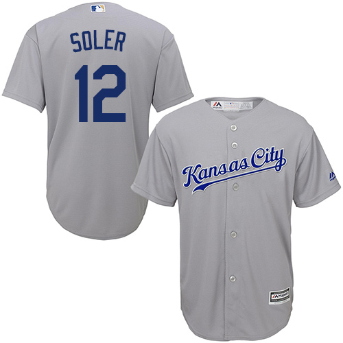 Royals #12 Jorge Soler Grey Cool Base Stitched Youth MLB Jersey - Click Image to Close