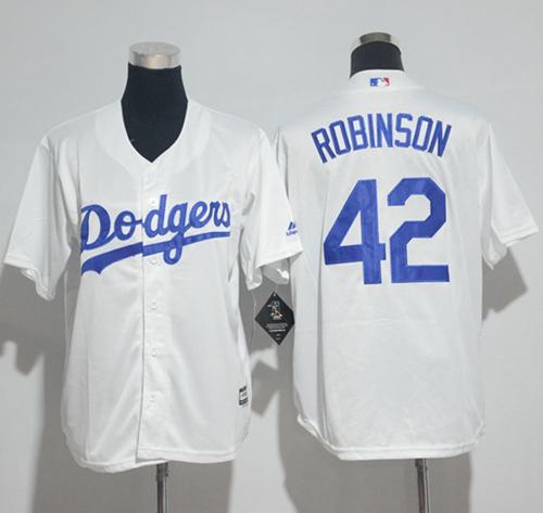 Dodgers #42 Jackie Robinson White Cool Base Stitched Youth MLB Jersey