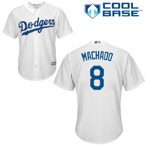 Dodgers #8 Manny Machado White Cool Base Stitched Youth MLB Jersey