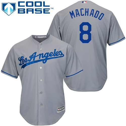 Dodgers #8 Manny Machado Grey Cool Base Stitched Youth MLB Jersey