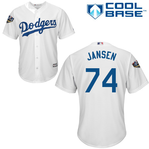 Dodgers #74 Kenley Jansen White Cool Base 2018 World Series Stitched Youth MLB Jersey