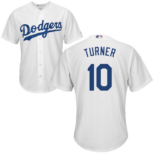 Dodgers #10 Justin Turner White Cool Base Stitched Youth MLB Jersey - Click Image to Close