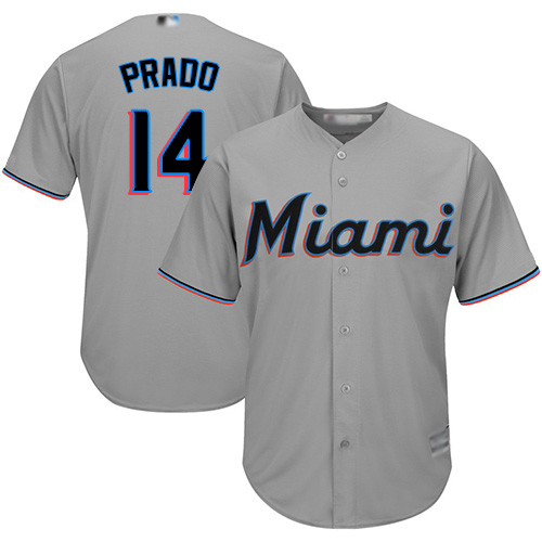 Marlins #14 Martin Prado Grey Cool Base Stitched Youth MLB Jersey - Click Image to Close