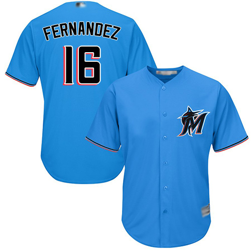 Marlins #16 Jose Fernandez Blue Cool Base Stitched Youth MLB Jersey - Click Image to Close