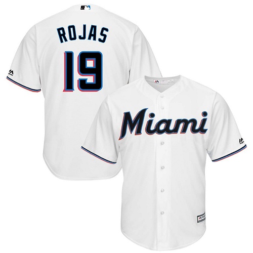 Marlins #19 Miguel Rojas White Cool Base Stitched Youth Baseball Jersey - Click Image to Close