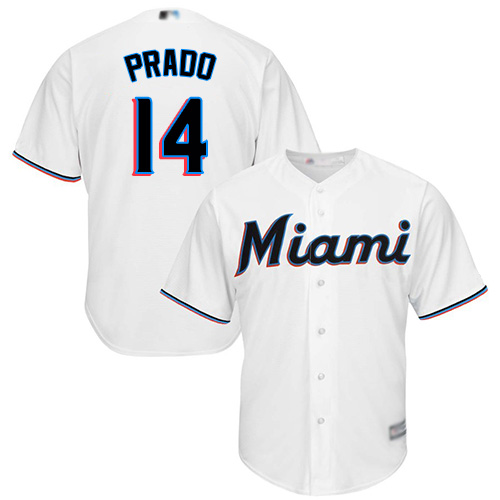 Marlins #14 Martin Prado White Cool Base Stitched Youth MLB Jersey - Click Image to Close