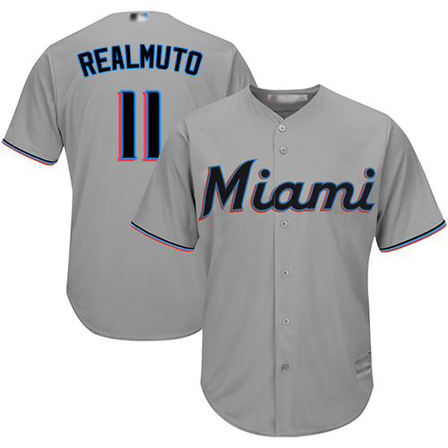 Marlins #11 JT Realmuto Grey Cool Base Stitched Youth MLB Jersey