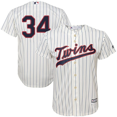 Twins #34 Kirby Puckett Cream Strip Cool Base Stitched Youth MLB Jersey