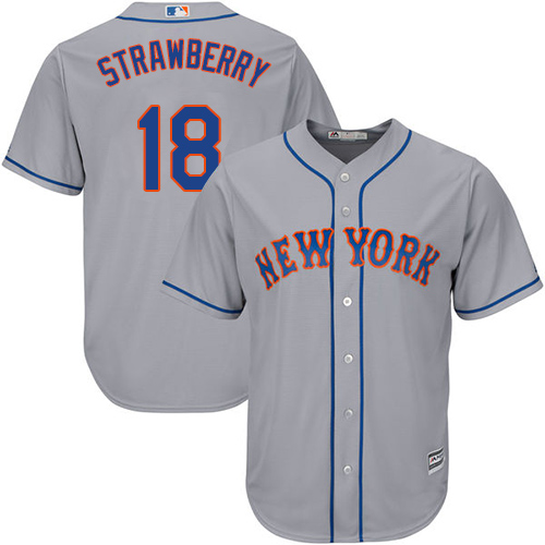 Mets #18 Darryl Strawberry Grey Cool Base Stitched Youth MLB Jersey - Click Image to Close