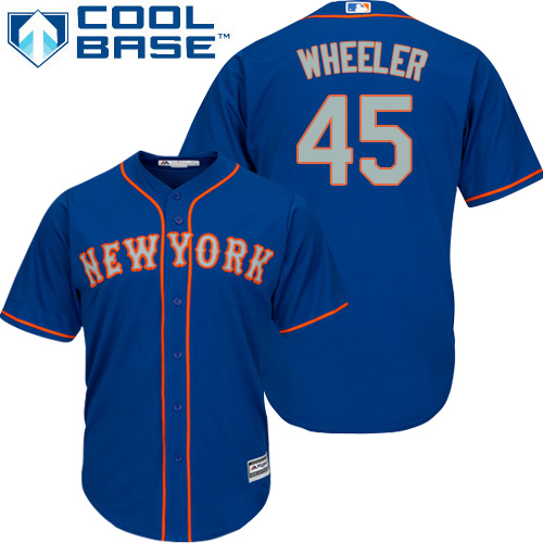 Mets #45 Zack Wheeler Blue(Grey NO.) Cool Base Stitched Youth MLB Jersey - Click Image to Close